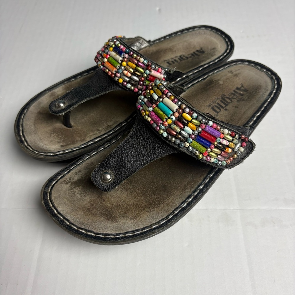 Alegria Women’s Size 38 US 7.5 8 Sandals Carina Bead Party SAR-651 Black Multi
